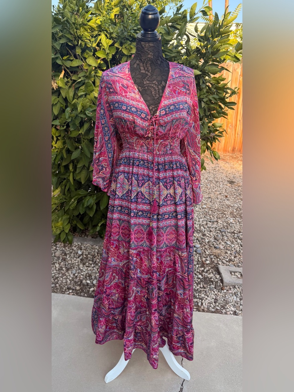 NWT KARMA HIGHWAY Boho Paisley Maxi Dress - Pink